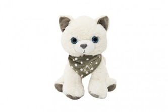 Kočka sedící se šátkem plyš 23cm v sáčku 0+