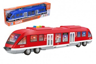 Metro/vlak plast 44cm na baterie se světlem se zvukem 2 barvy v krabici 46x12,5x7,5cm