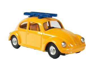 Auto VW brouk s lyžemi kov 11cm žluté v krabičce Kovap