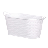 Obal kovový - truhlík, v bílé barvě.