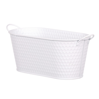 Obal kovový - truhlík, v bílé barvě.