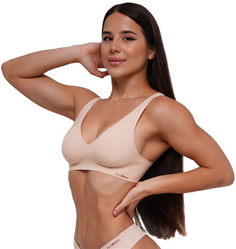 GymBeam Bezešvá podprsenka Beige S