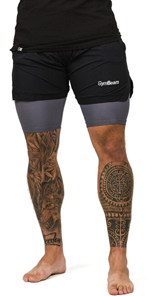 GymBeam Pánské šortky 2v1 Black and Grey XL