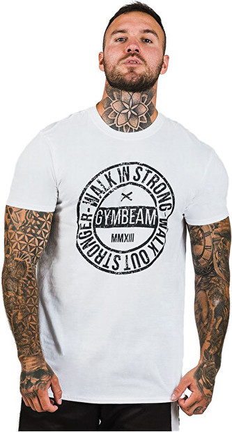 GymBeam Pánské tričko Walk In Strong White S