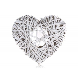 HOME DECOR Srdce ratanové 25 x 25 cm, bílé