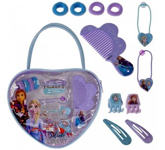 12 - DÍLNÁ SADA  VLASOVÉ POTŘEBY FROZEN - KABELKA SRDCE