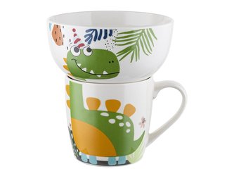 DĚTSKÝ PORCELÁNOVÝ SET SALÁTOVÁ MISKA + HRNÍČEK DINO