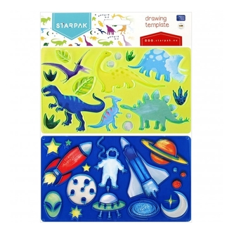 Plastikowy szablon rysunkowy - dino, kosmos 2szt Plastikowy szablon rysunkowy - dino, kosmos 2szt