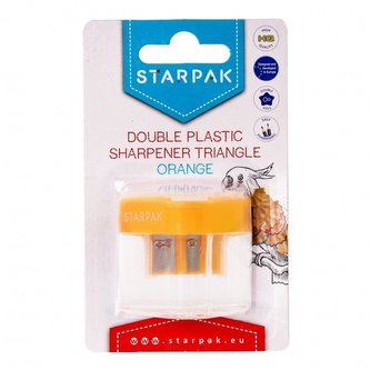 Temperówka plastikowa podwójna trójkąt pomarańcz