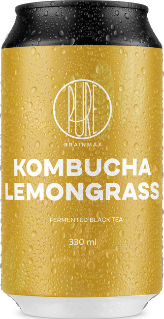 BrainMax Pure Kombucha, citronová tráva, 330 ml