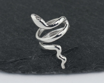 Stříbrná záušnice na boltec - Had, Pravá