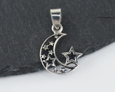 Stříbrný přívěsek Měsíc a hvězda - 25 mm