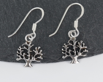 Stříbrné visací náušnice Stromečky