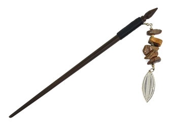 Jehlice do vlasů 18,5 cm, dřevo, polodrahokam - Tygří oko