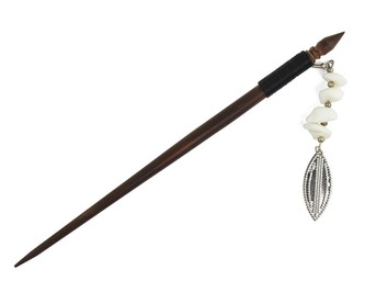 Jehlice do vlasů 18,5 cm, dřevo, polodrahokam - Jadeit bílý