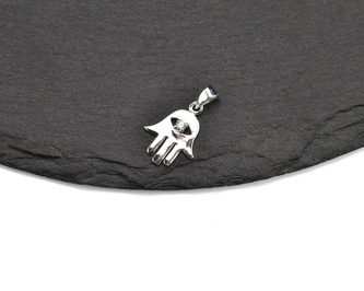 Stříbrný přívěsek Hamsa malá se zirkonem - hladká