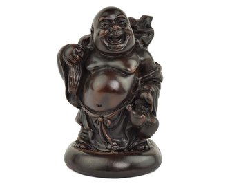 Soška pryskyřice Hotei (Budai) s vakem - 10,5 x 7,5 cm