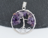 Stříbrný přívěsek Strom života - ametyst