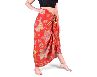Sarong ASHA, světle červený, motiv slunce