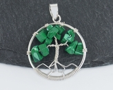 Stříbrný přívěsek Strom života - malachit