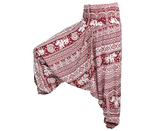 Kalhoty aladin RONNY, sloni a ornamenty, červené