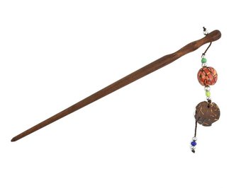 Jehlice do vlasů 18,5 cm, dřevo, kokos, korálek B červené listy