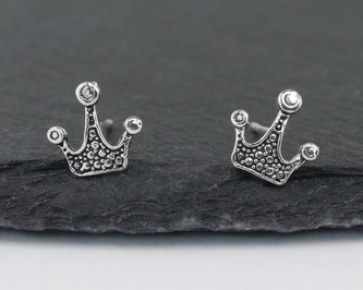 Stříbrné náušnice puzety - Korunka Princess