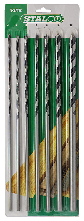 vrták do dřeva sada 4,0-12,0mm 7díl., 300mm STALCO