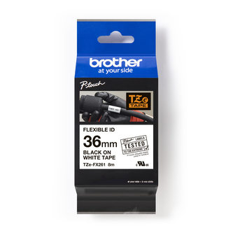 Brother TZ-FX261 / TZe-FX261, 36mm x 8m, černý tisk/bílý podklad, originální páska