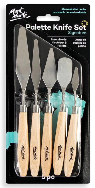 Mont Marte sada nerezových malířských špachtlí a nožů,č. 0002, 5ks, blistr