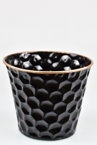 Plechový květináč Honeycomb černý 11,5x13,5x9,3 cm