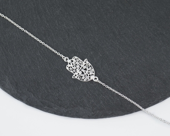 Stříbrný náramek Hamsa