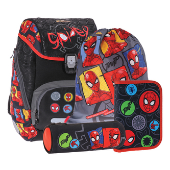 Školní batoh - 4-dílný LOGIC SET - Spider Man BADGE