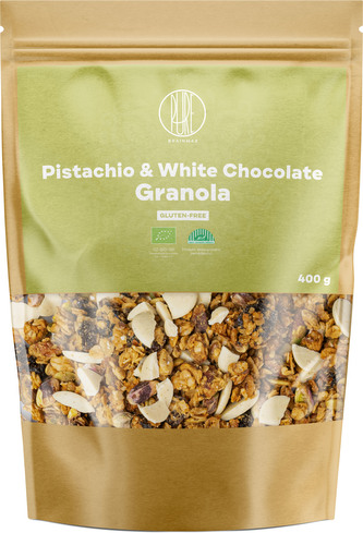 BrainMax Pure Pistachio & White Chocolate Granola, pistácie a bílá čokoláda, BIO, 400 g