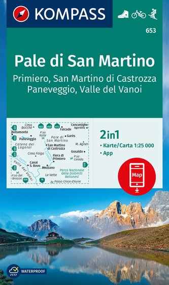 KOMPASS Wanderkarte 653 Pale di San Martino, Primiero San Martino di Castrozza, Paneveggio, Valle del Vanoi 1:25.000