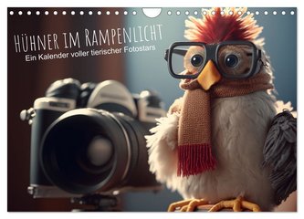 Hühner im Rampenlicht Ein Kalender voller tierischer Fotostars (Wandkalender 2024 DIN A4 quer), CALVENDO Monatskalender