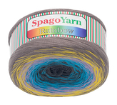 Příze SpagoYarn Rainbow - kávová, žlutá, fialová, tyrkys, šedá - 250g / 1000 m