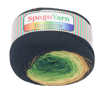 Příze SpagoYarn Rainbow - hnědá, béžová, zelená - 250g / 1000 m