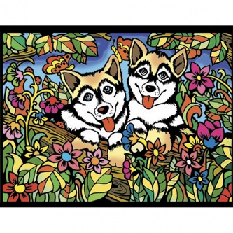 Colorvelvet Sametový obrázek Husky 21x29,7cm