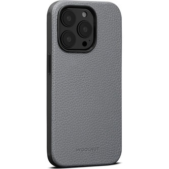 Woolnut kožený kryt pro iPhone 14 Pro šedý