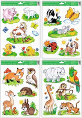 dekorace okenní ZVÍŘÁTKA 33,5x26cm, ruč,mal., fólie (1 Ks)