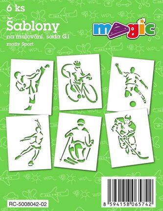 Papírové šablony MAGIC, 11 x 14cm, 6ks, sada G1 - Sport