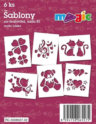 Papírové šablony MAGIC, 11 x 14cm, 6ks, sada B1 - Láska