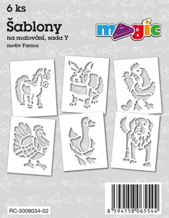Papírové šablony MAGIC, 11 x 14cm, 6ks, sada Y - Farma