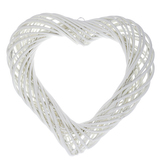 Srdce proutěné, bílá barva.