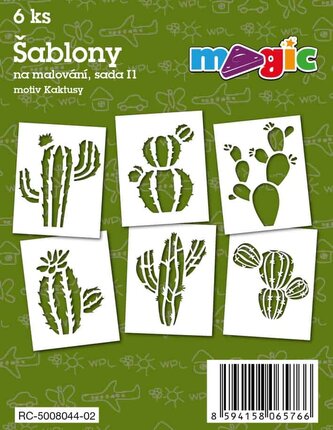 Papírové šablony MAGIC, 11 x 14cm, 6ks, sada I1 Kaktusy