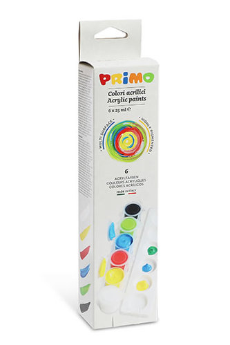 Prstové barvy PRIMO, sada 6 x 25ml, kelímky