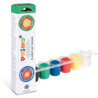 Barvy na textil PRIMO, sada 6 x 25ml, kelímky