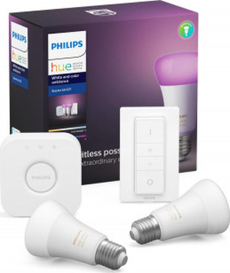 Hue 2xžárovka LED E27 9W 806lm 2200-6500K 16mil. barev + bridge + dimmerswitch Hue 2xžárovka LED E27 9W 806lm 2200-6500K 16mil. barev + bridge + dimmerswitch