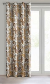 Dekorační vzorovaný velvet závěs s kroužky FLER II. hnědá/hořčicová 140x250 cm (cena za 1 kus) MyBestHome
